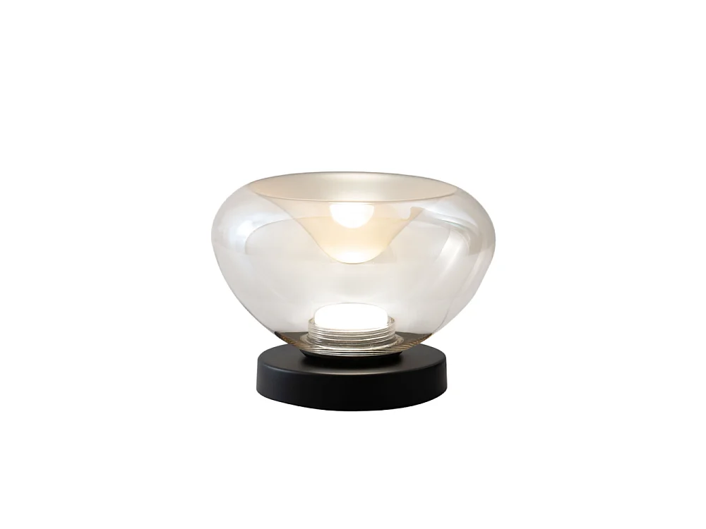 Brena – Lampa stołowa Fabas Luce w kolorze koniaku – 11W ściemnialna, sterowanie dotykowe LED – Wklęsłe szkło borokrzemianowe w kolorze koniaku 4621633