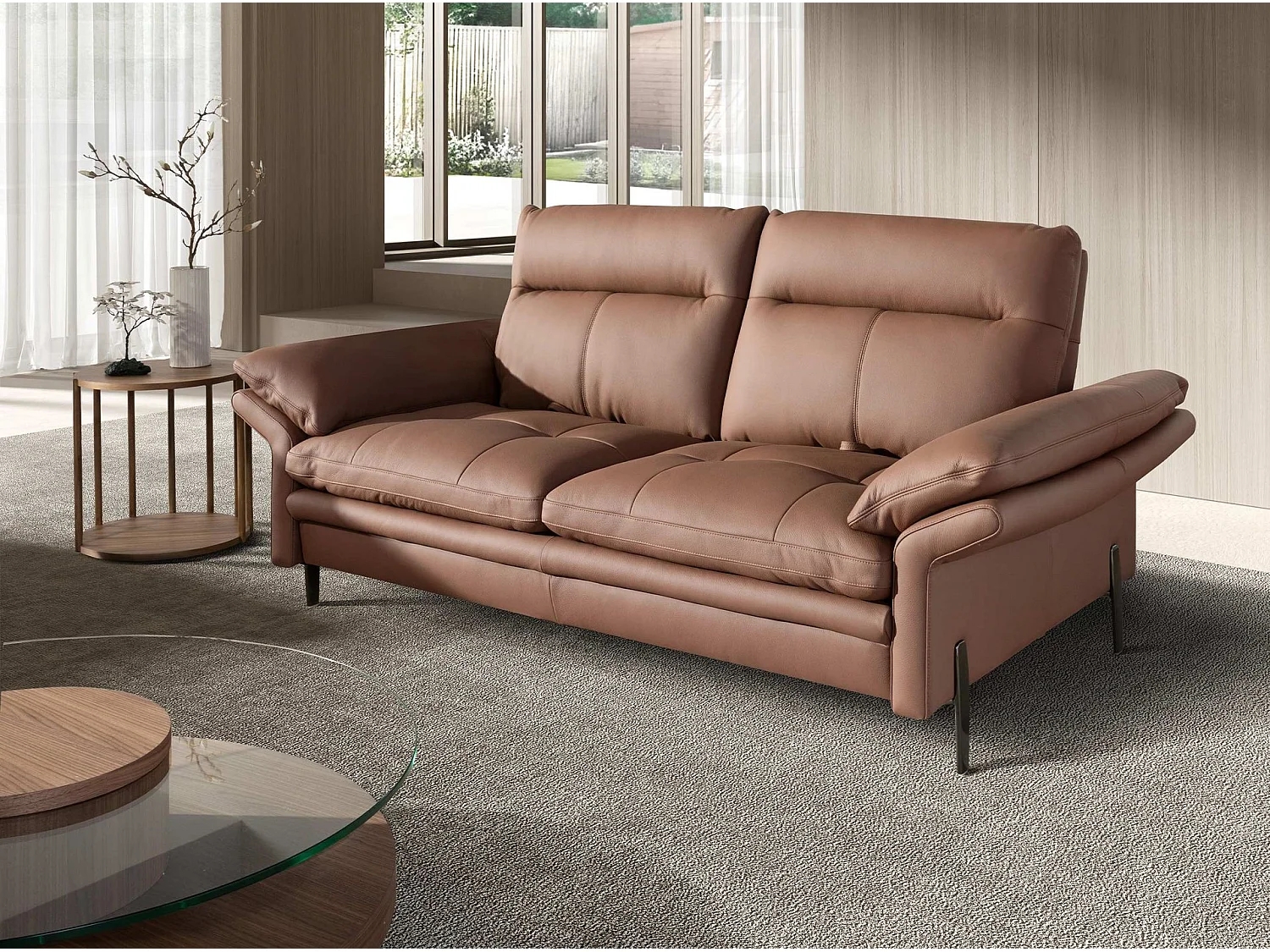 Brązowa, skórzana sofa 2-osobowa 6242 ANGEL CERDA 4629805