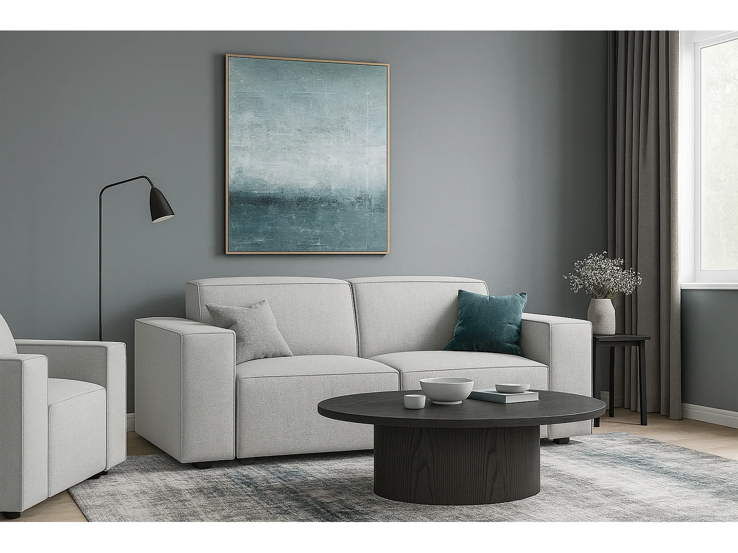 Cursal sofa 2 osobowa 204x102x70 cm jasno szary Raven 6 4630327 - obrazek 1