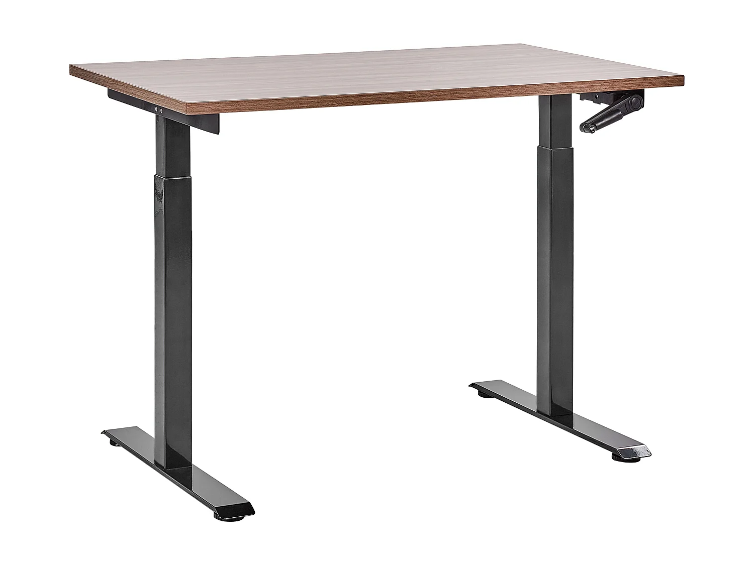 Biurko regulowane manualnie 120 x 72 cm ciemne drewno z czarnym DESTINES 2551379