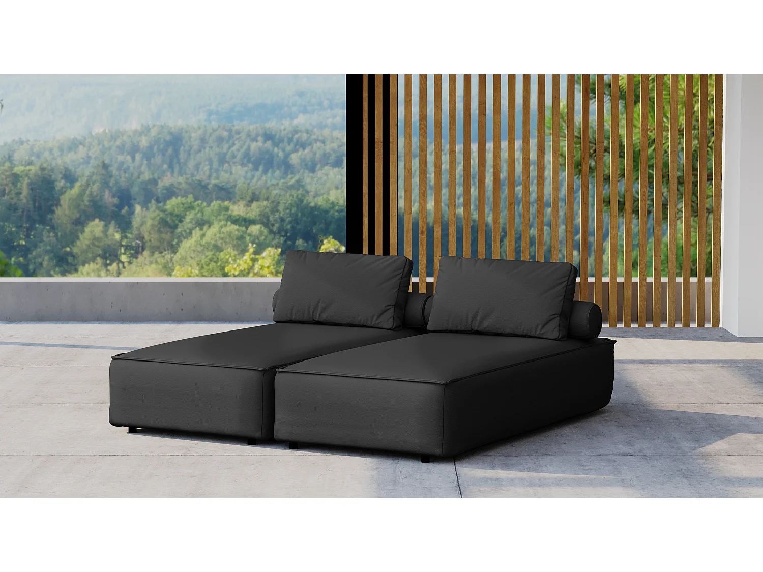 Leżak ogrodowy dwuosobowy MALIBU, tkanina Odyssey, Czarny 4641520