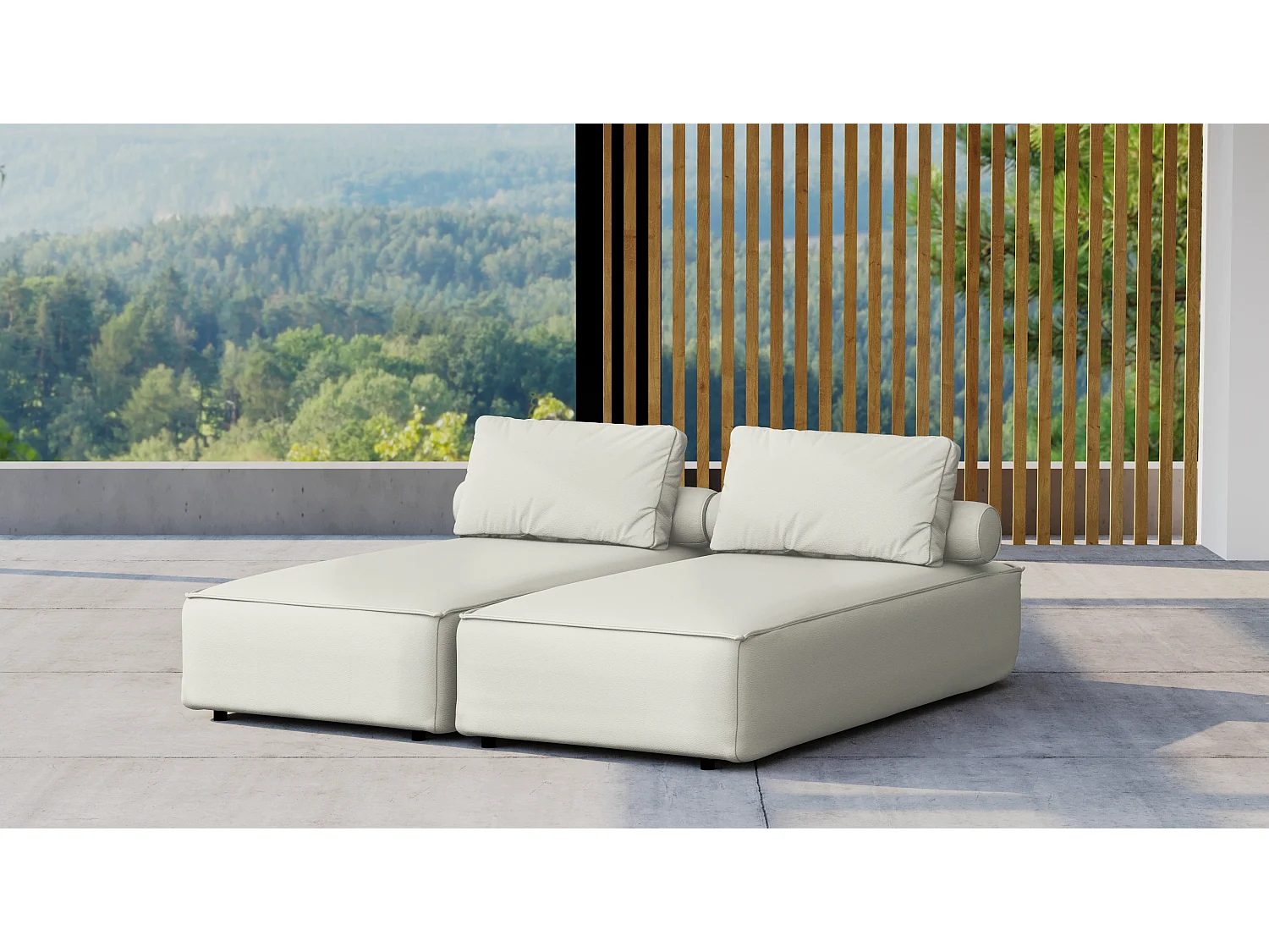 Leżak ogrodowy dwuosobowy MALIBU, tkanina Odyssey, Kremowy 4641519