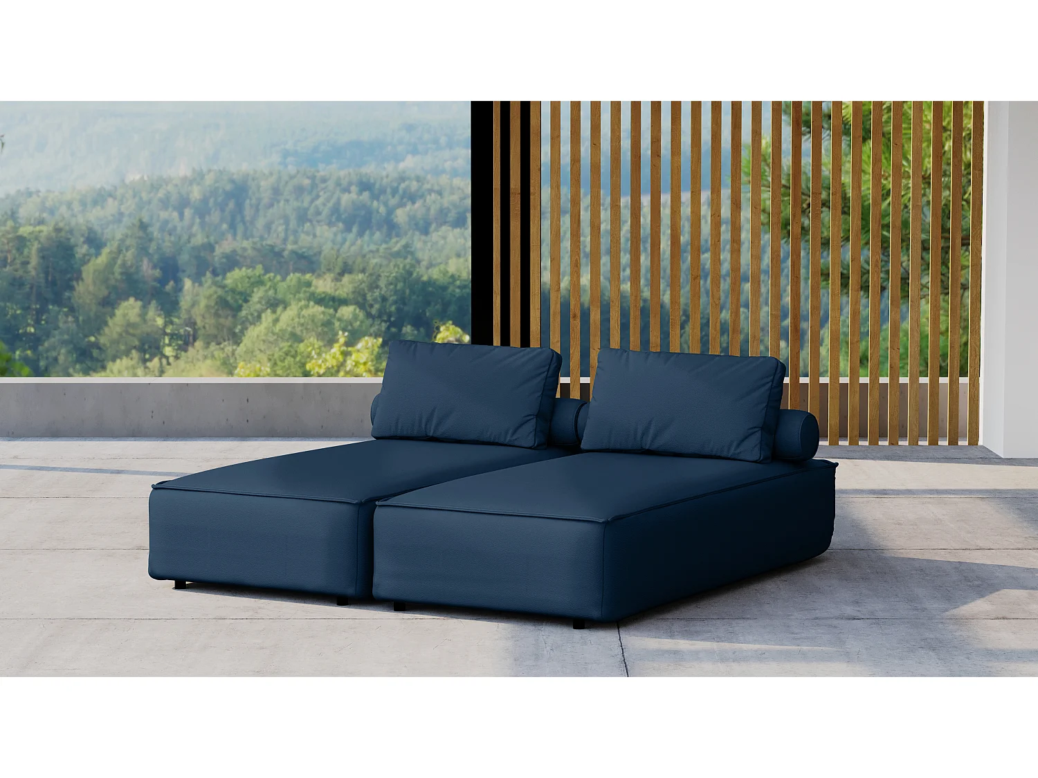 Leżak ogrodowy dwuosobowy MALIBU, tkanina Odyssey, Granatowy 4641523