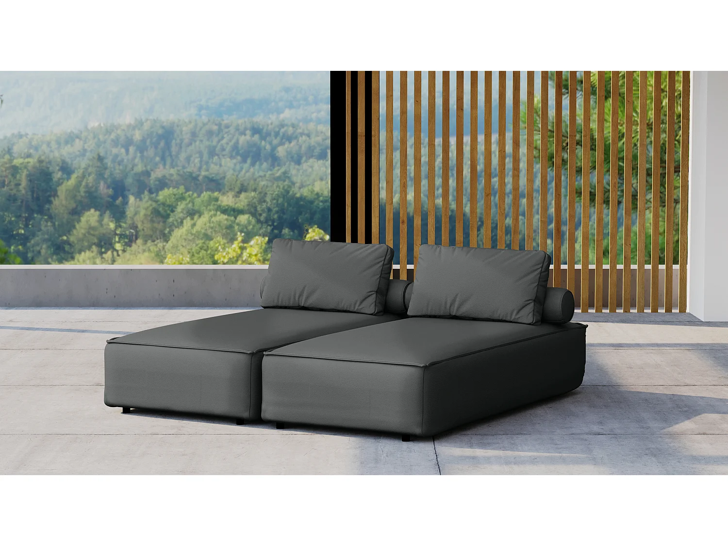 Leżak ogrodowy dwuosobowy MALIBU, tkanina Odyssey, Antracytowy 4641526
