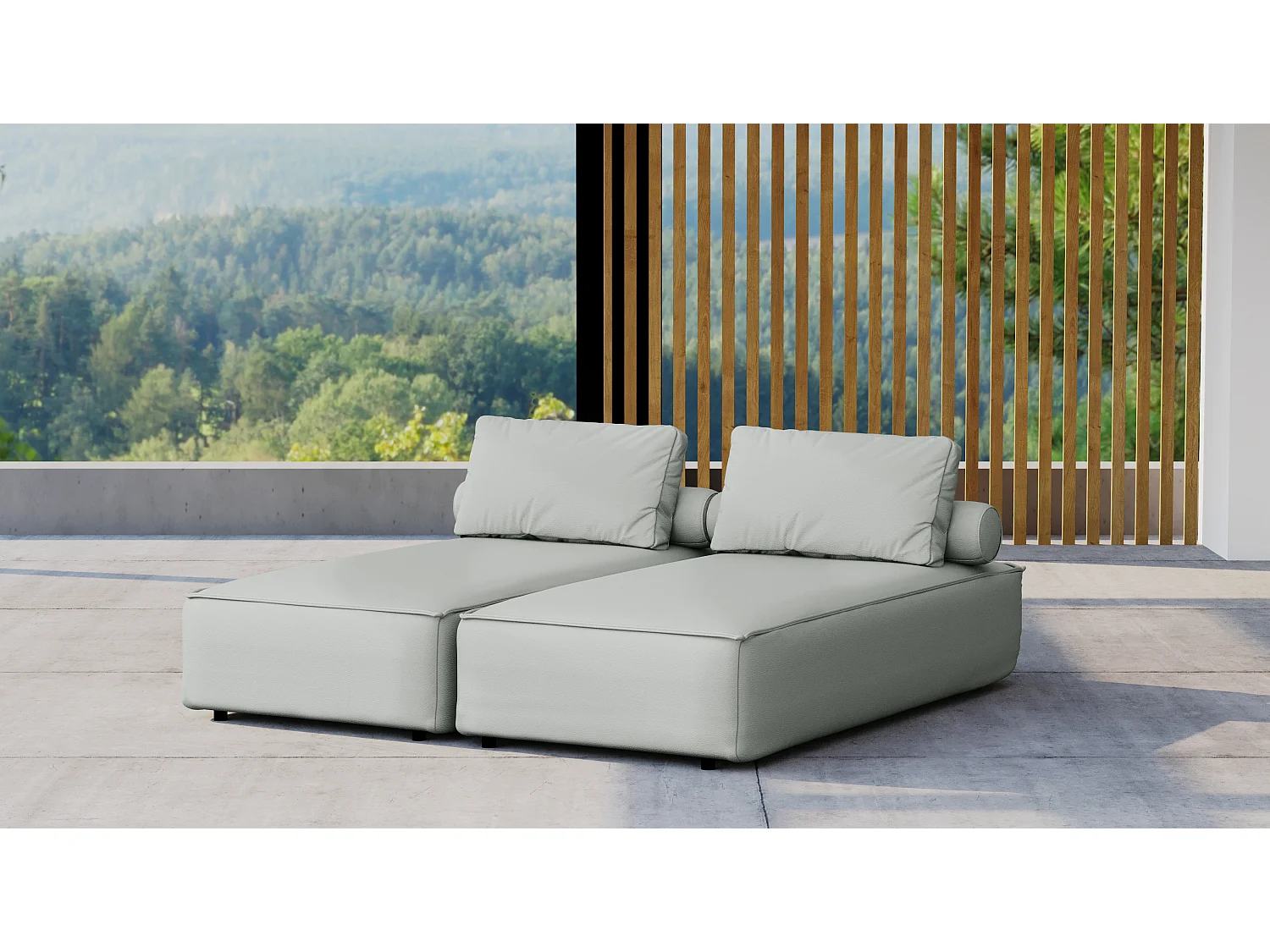 Leżak ogrodowy dwuosobowy MALIBU, tkanina Odyssey, Jasnoszary 4641521