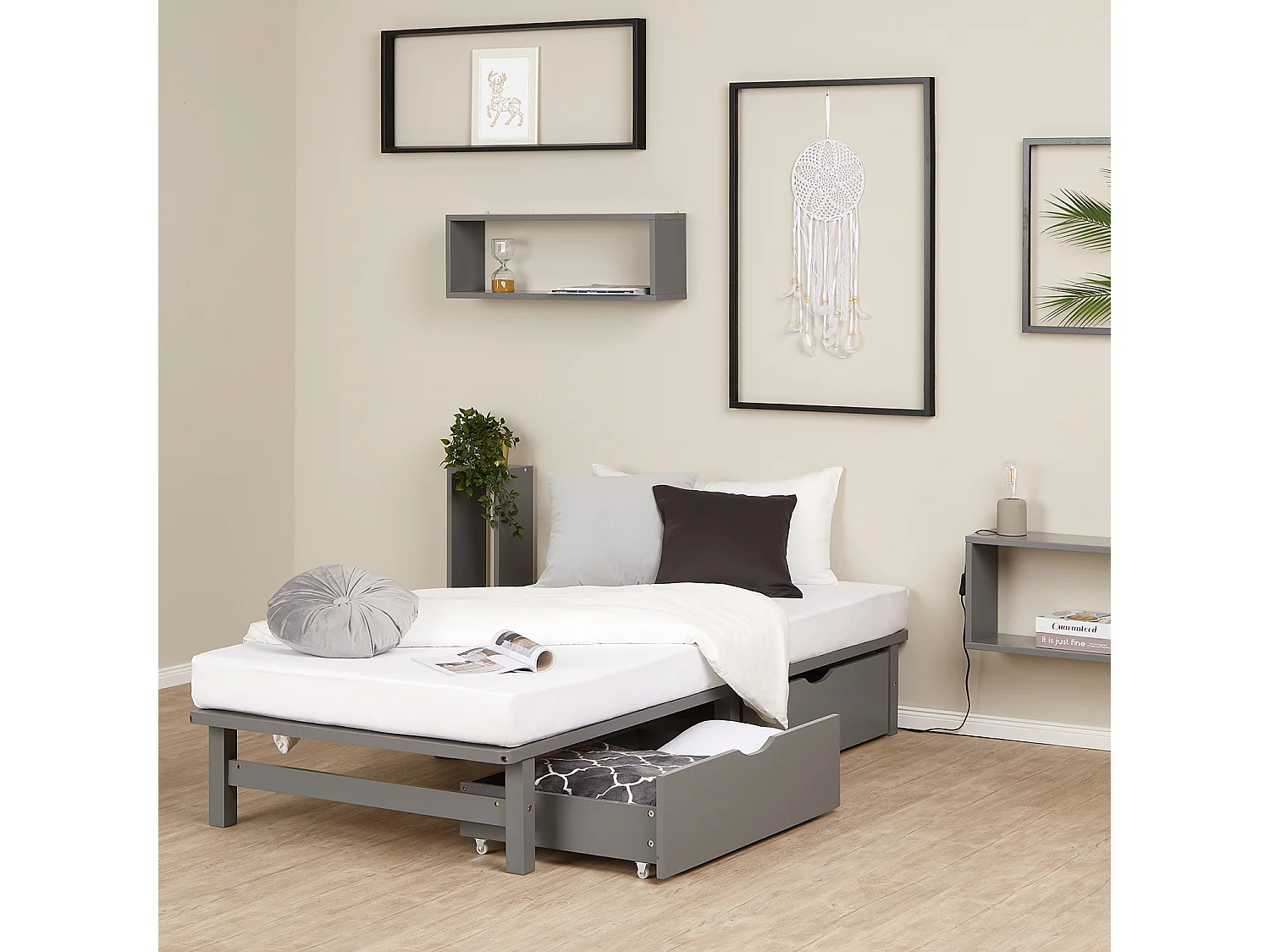 Łóżko 90x200 cm szare Paleta 4644275 - obrazek 1