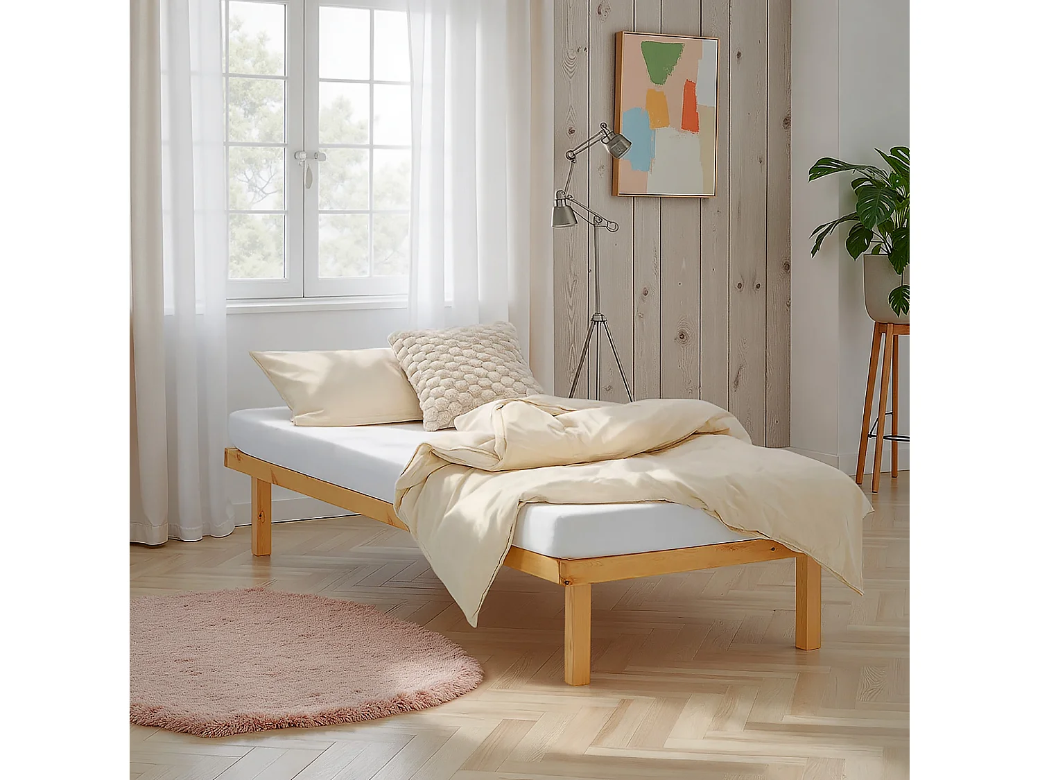 Łóżko 90x200 cm Naturalne 4644403 - obrazek 1