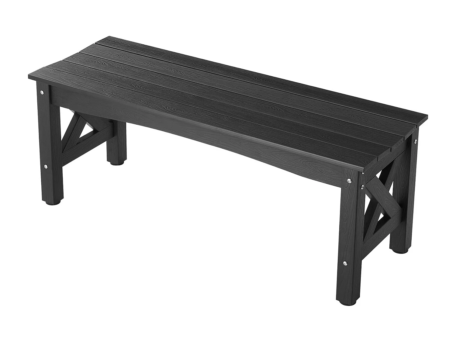 Ławka Ogrodowa SucceBuy, 113 cm, Ławka Zewnętrzna z Plastiku, Nośność 272 kg, Odporna na Warunki Atmosferyczne z Grubymi Nogami 4713014