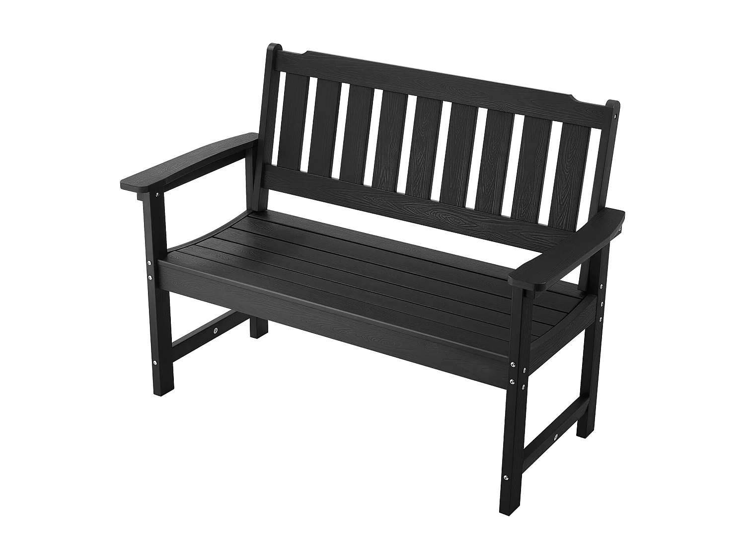 Ławka Ogrodowa SucceBuy, 128 cm, Ławka Zewnętrzna z Nośnością 363 kg, Odporna na Warunki Atmosferyczne z Oparciem i Szerokimi Podłokietnikami 4713016