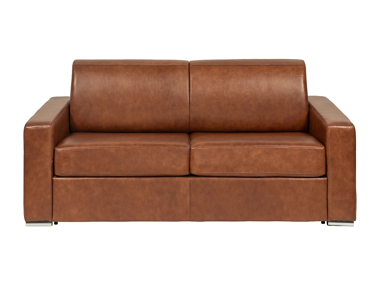 Kanapa rozkładana 3-osobowa z karminkowej skóry bawolej vintage – Spanie 140 cm – Materac 14 cm CALITO 4406917