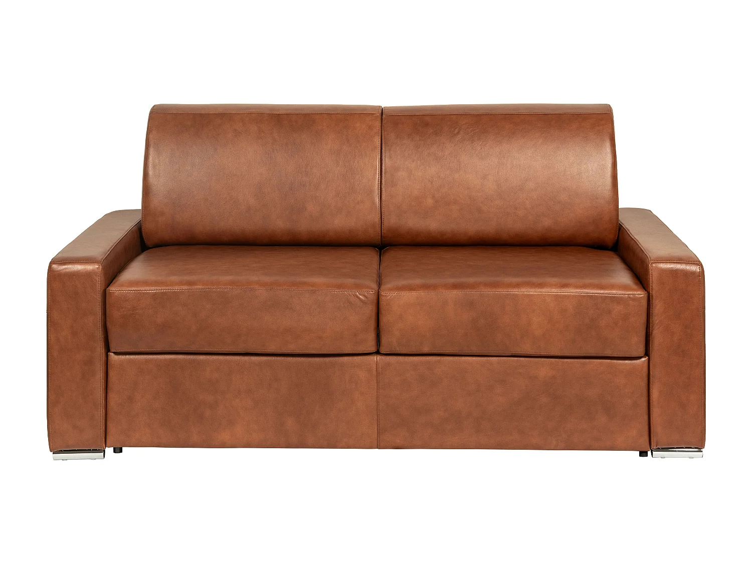 Kanapa rozkładana 4-osobowa w karmelowej skórze bawolej vintage – Powierzchnia spania 160 cm – Materac 22 cm z pamięcią kształtu CALITO 4406922