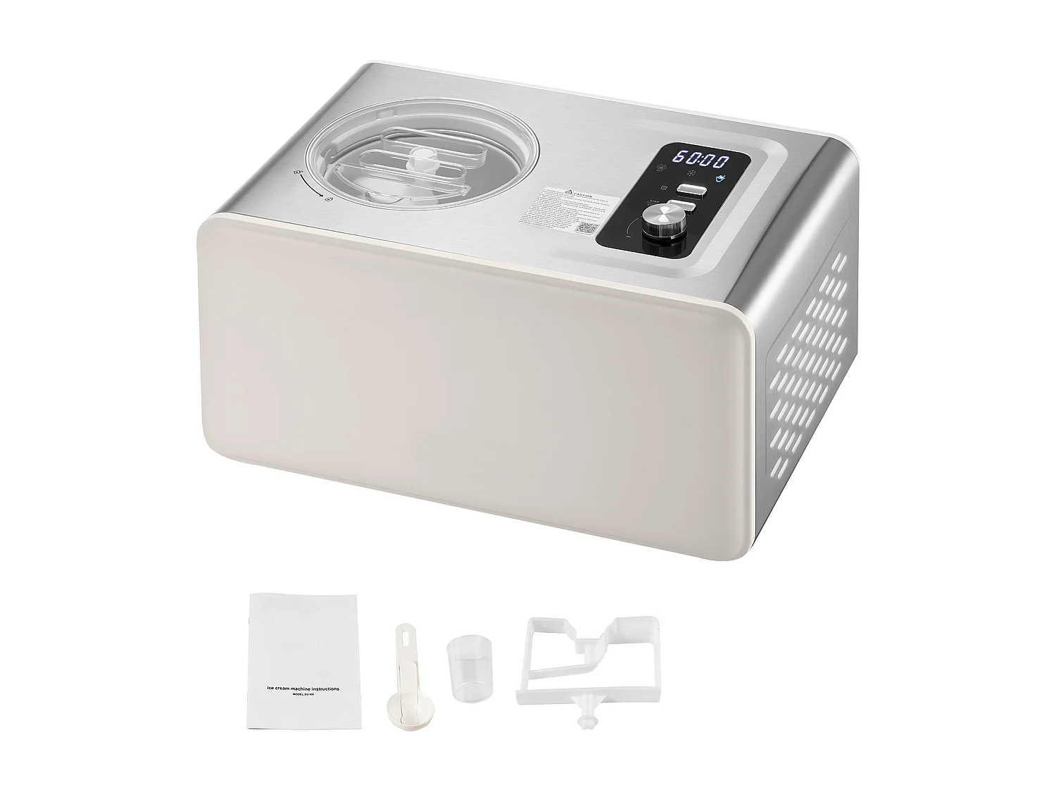 Lodziarka SucceBuy Automatyczna Pojemność 2 L, Turbina do Lodów Sorbetów z Wbudowaną Sprężarką, Elektryczna Maszyna do Lodów bez Wstępnego Mrożenia 4727156