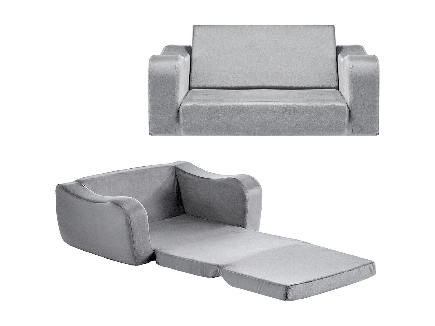 Kanapa SucceBuy dla Dzieci 2w1 Przekształcana w Leżankę, Składana i Miękka Sofa dla Maluchów, z Podłokietnikami, z Gąbki 28D i Krótkim Włosiem 4727420 - obrazek 1