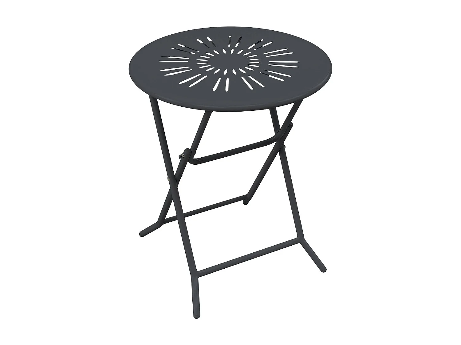 Składany stolik ogrodowy śr. 60 cm z metalu w stylu kutego żelaza – Antracytowy – GUERMANTES od MYLIA 4219297