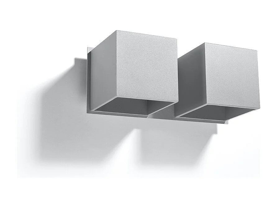 Kinkiety nowoczesny Quadx, aluminium - 2 źródło światła 4000K - L.26 x H.11 cm - szary 4751279 - obrazek 1