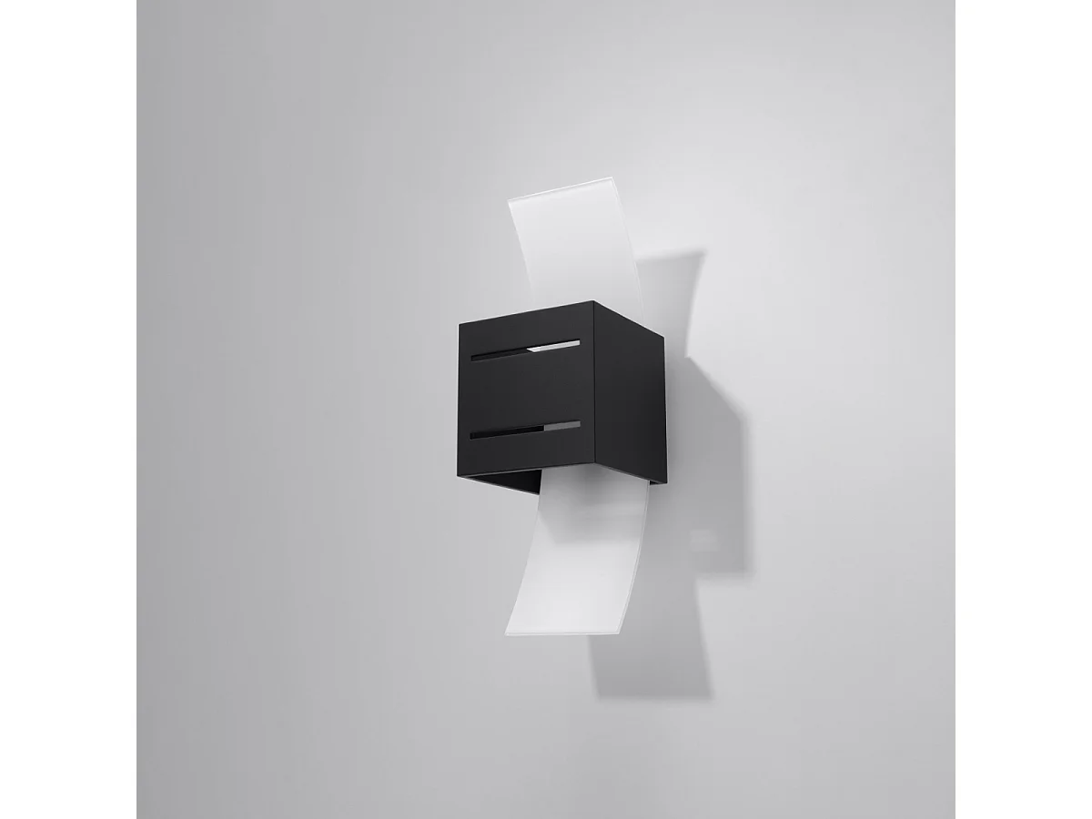 Kinkiety nowoczesny Solenix, aluminium/szkło - 1 źródło światła 4000K - L.10 x H.30 cm - czarny 4751278 - obrazek 1