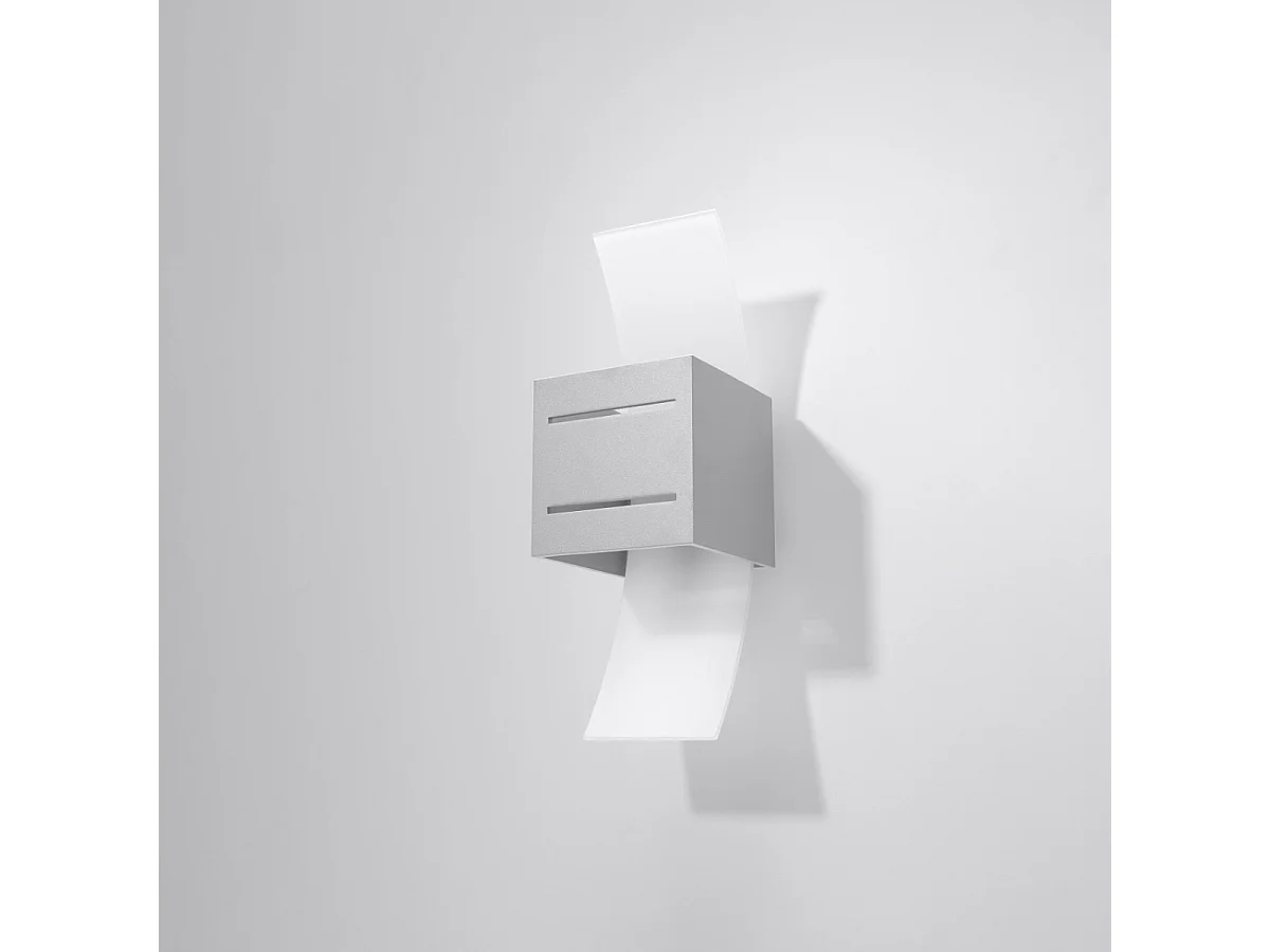 Kinkiety nowoczesny Solenix, aluminium/szkło - 1 źródło światła 4000K - L.10 x H.30 cm - szary 4751309 - obrazek 1