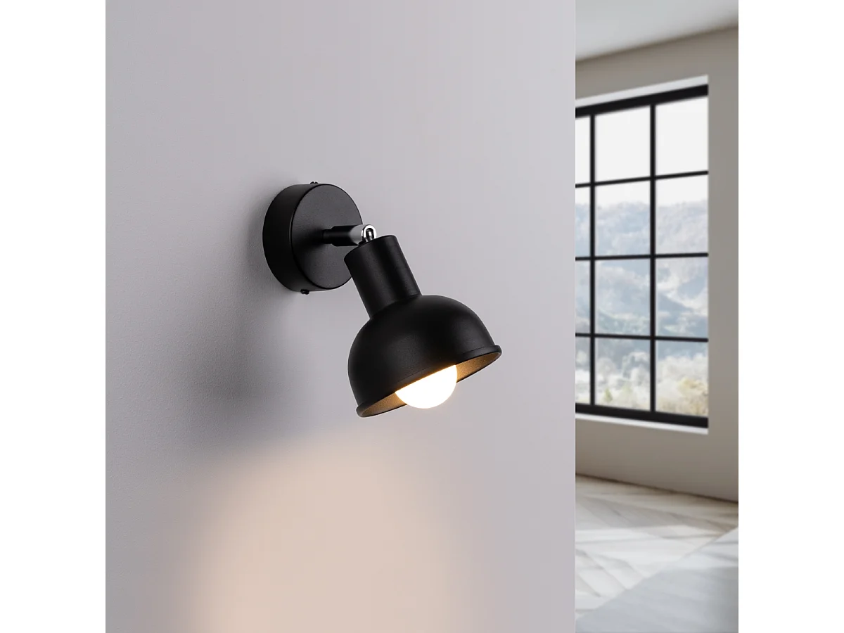 Kinkiety loft Zenda, stal - 1 źródło światła 3000K - L.19 x H.17 cm - czarny 4752121 - obrazek 1