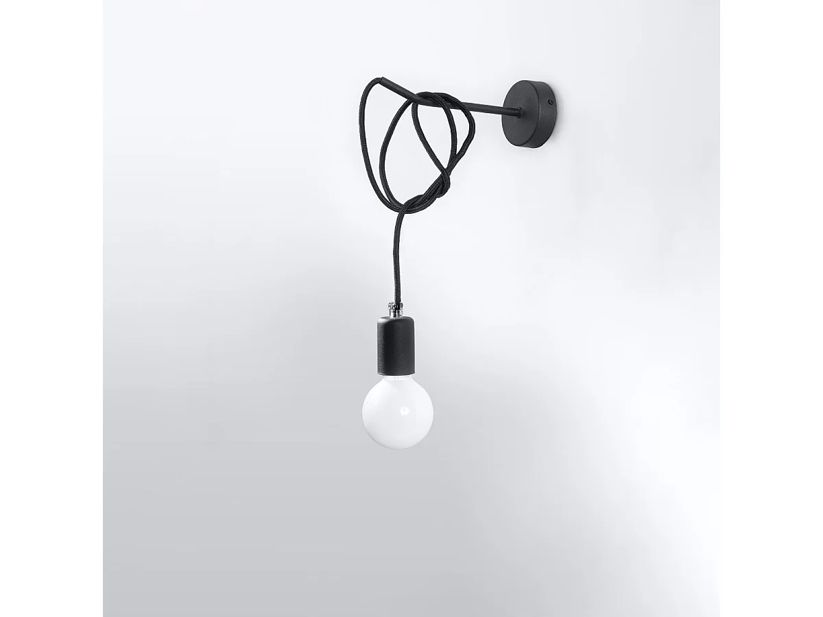 Kinkiety loft Speis, tkanina/stal - 1 źródło światła 4000K - L.8 x H.100 cm - czarny 4752118 - obrazek 1