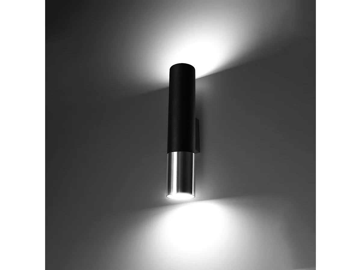Kinkiety nowoczesny Zarpex, stal - 2 źródło światła 3000K - L.6 x H.29 cm - czarny/chrom 4752120 - obrazek 1