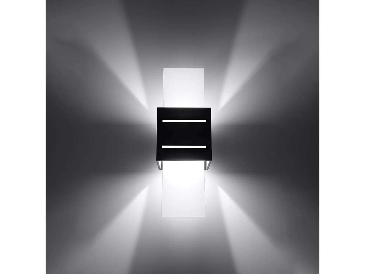 Kinkiety nowoczesny Solenix, aluminium/szkło - 1 źródło światła 3000K - L.10 x H.30 cm - czarny 4752146 - obrazek 1