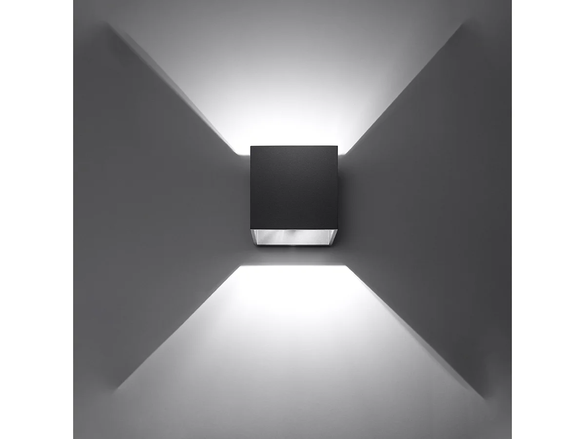 Kinkiety nowoczesny Quadx, aluminium - 1 źródło światła 3000K - L.10 x H.10 cm - czarny 4752263 - obrazek 1