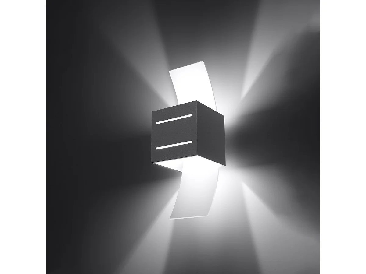 Kinkiety nowoczesny Solenix, aluminium/szkło - 1 źródło światła 3000K - L.10 x H.30 cm - szary 4752277 - obrazek 1