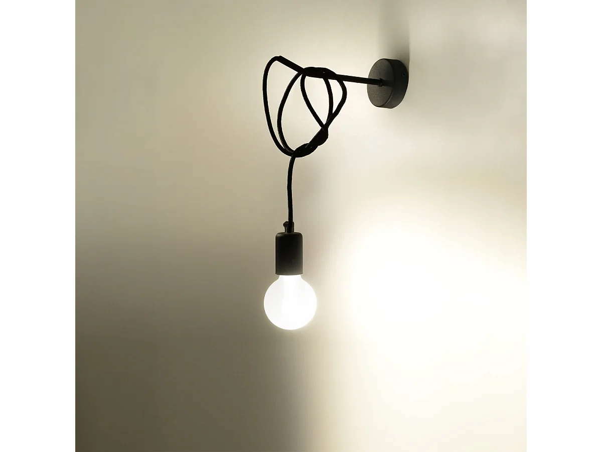 Kinkiety loft Speis, tkanina/stal - 1 źródło światła 3000K - L.8 x H.100 cm - czarny 4752279 - obrazek 1