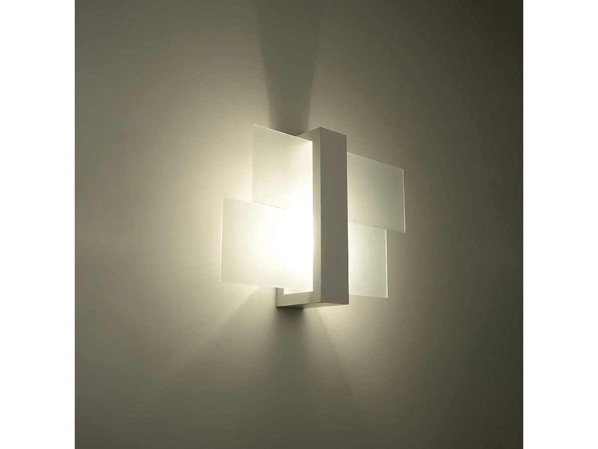 Kinkiety skandynawski Ignis, drewno/szkło - 1 źródło światła 3000K - L.43 x H.30 cm - biały 4752301 - obrazek 1