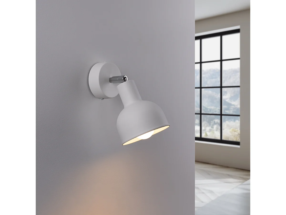 Kinkiety loft Zenda, stal - 1 źródło światła 3000K - L.19 x H.17 cm - biały 4752309 - obrazek 1