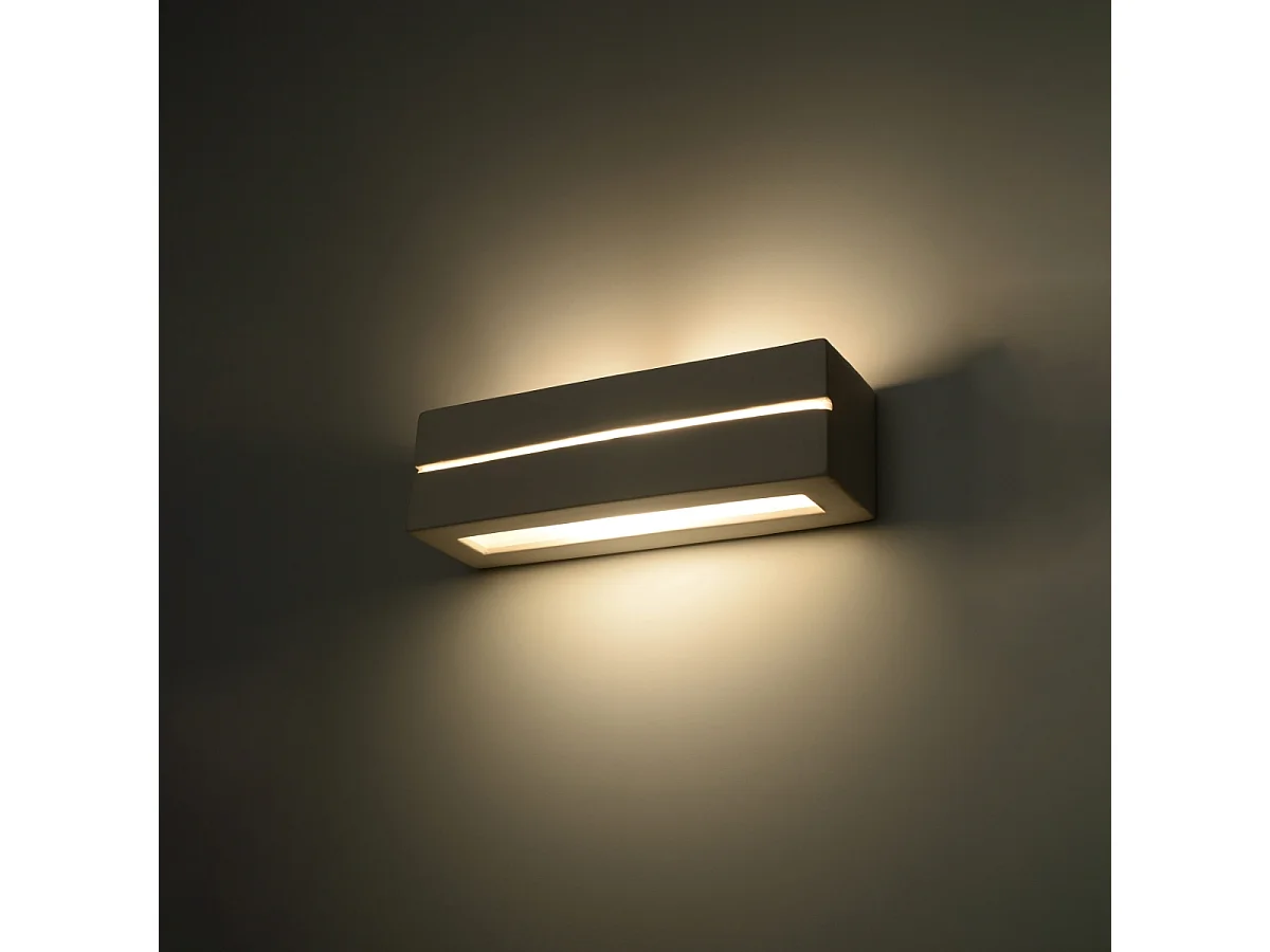 Kinkiety nowoczesny Solara line, ceramika - 1 źródło światła 3000K - L.32.5 x H.9.5 cm - biały 4752348 - obrazek 1