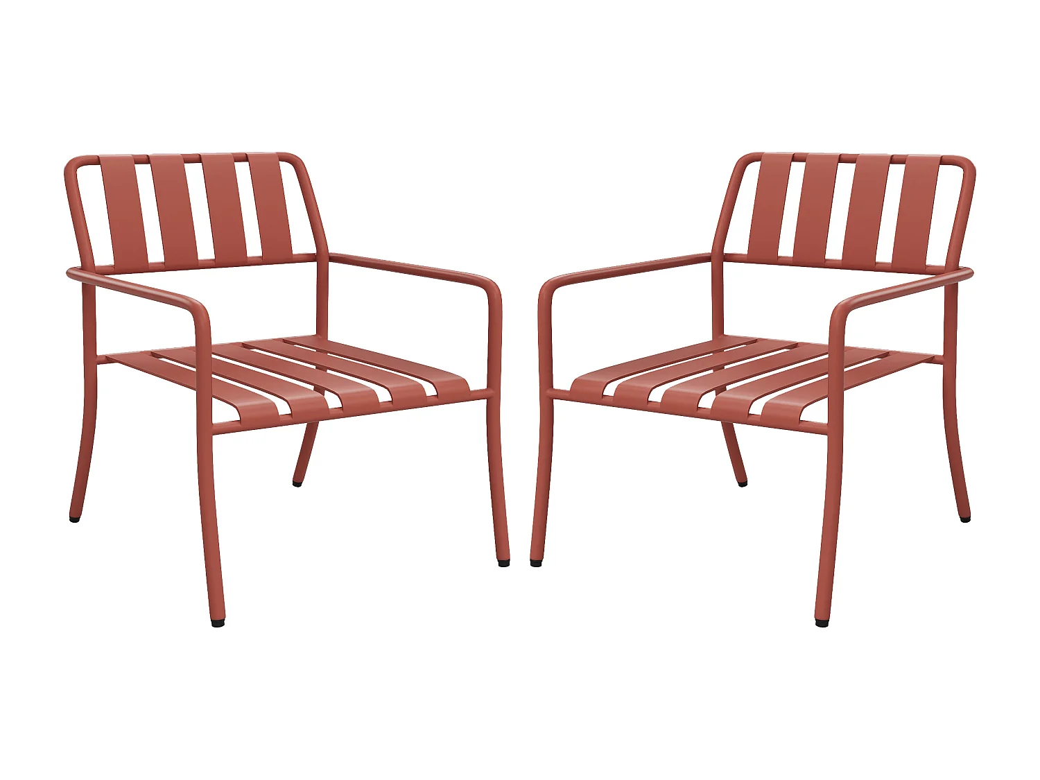 Zestaw 2 metalowych, składanych niskich foteli ogrodowych – Terakota – BIRMOS od MYLIA 4423349