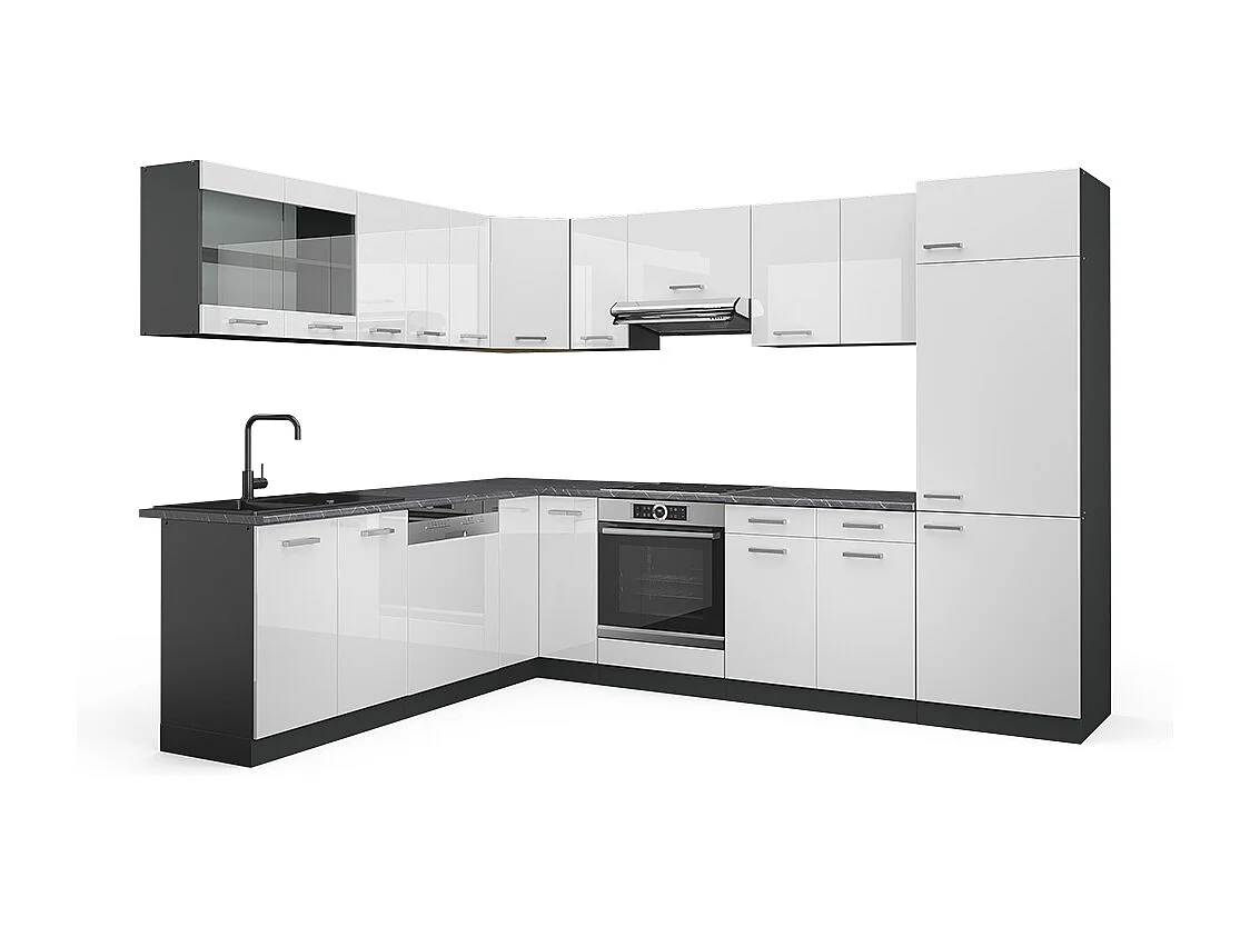 Kogoszczona kuchnia biały wysoki połysk/antracyt 287x60x81.6 r-line 4779219 - obrazek 1