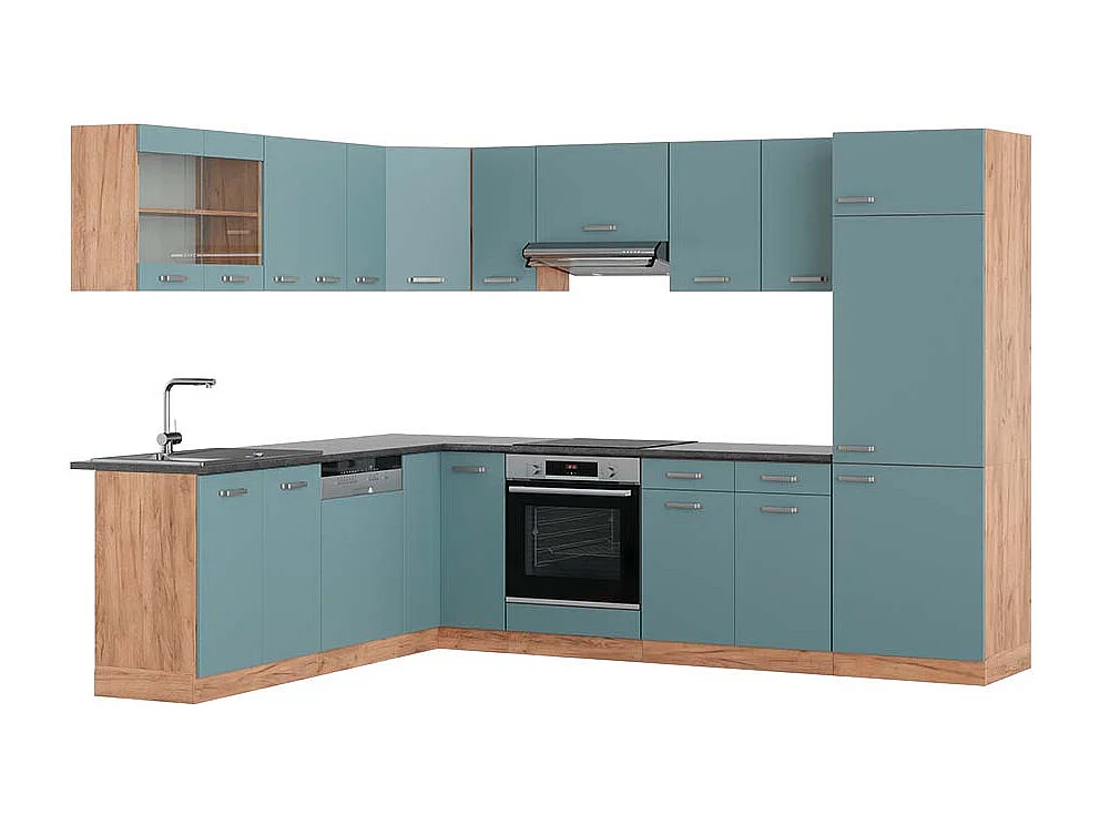 Kogoszczona kuchnia niebiesko-szary/dąb goldkraft 287x60x81.6 r-line 4779271 - obrazek 1
