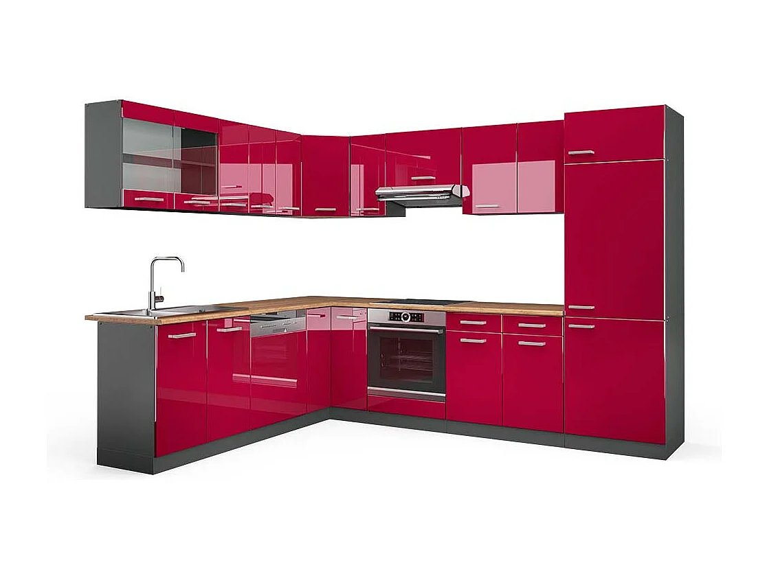 Kogoszczona kuchnia czerwony połysk/antracyt 287x60x81.6 r-line 4781376 - obrazek 1