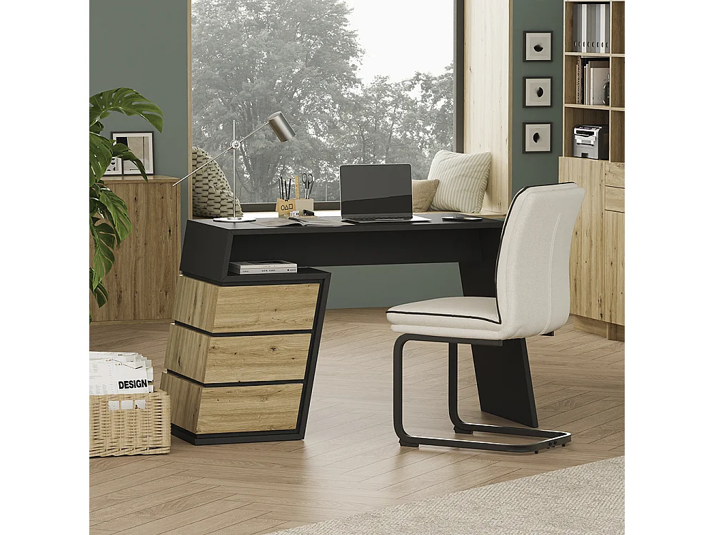 Biurko antracyt/dąb 105x50x75 okaro 4783449