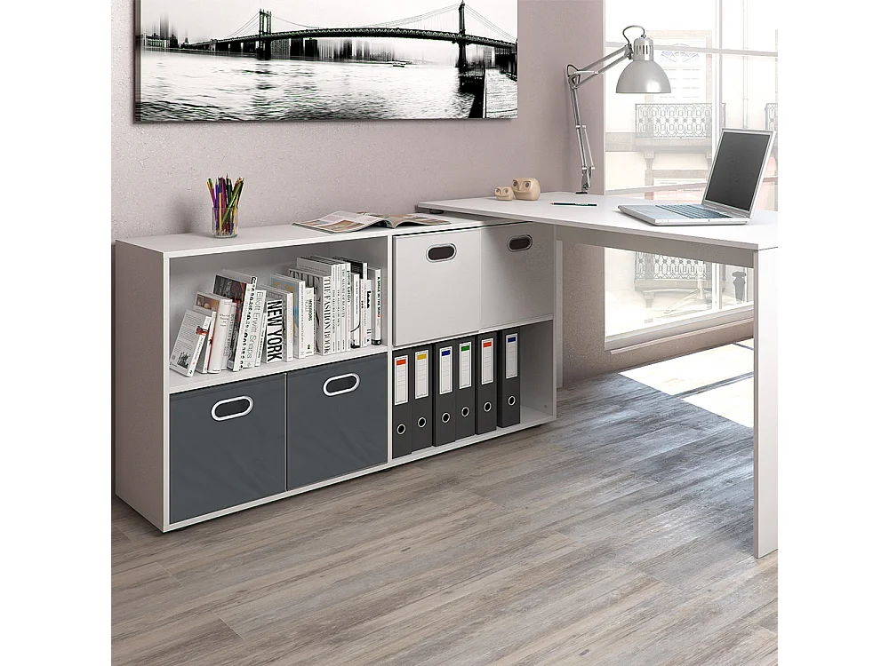 Biurko narożne biały 137x60x75.4 flexplus 4783476 - obrazek 1