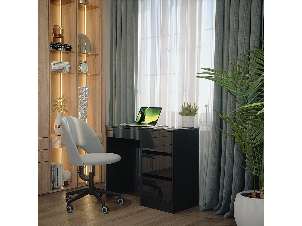 Biurko antracyt wysoki połysk 90x40x75 sherry 4783516