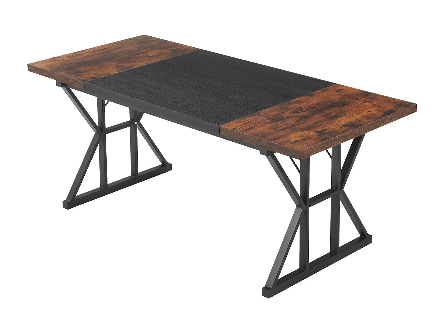 Biurko Directorskie SucceBuy 180 x 80 cm, Duży Prosty i Nowoczesny Stół Komputerowy, Stół do Nauki z Drewna z Metalową Ramą, Obciążenie 68 kg, Brązowy i Czarny 4807827 - obrazek 1