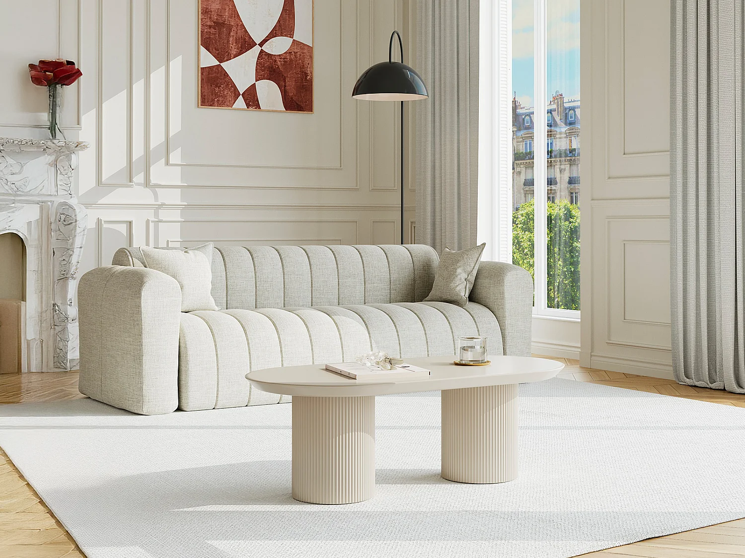 Stolik kawowy z MDF – Beżowy – LORIMILA 4813924