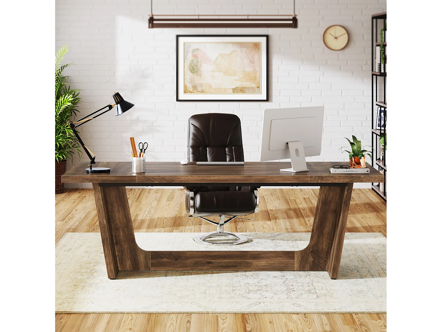 Biurko komputerowe, 180 x 79 x 75 cm Biurko na laptopa, stół do nauki, stolik na laptopa 3988368 - obrazek 1