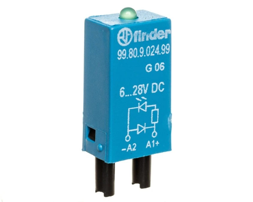 Moduł sygnalizacyjny LED zielony + dioda gaszeniowa 6‑24V DC polaryzacja A1+ 99.80.9.024.99 - obrazek 1
