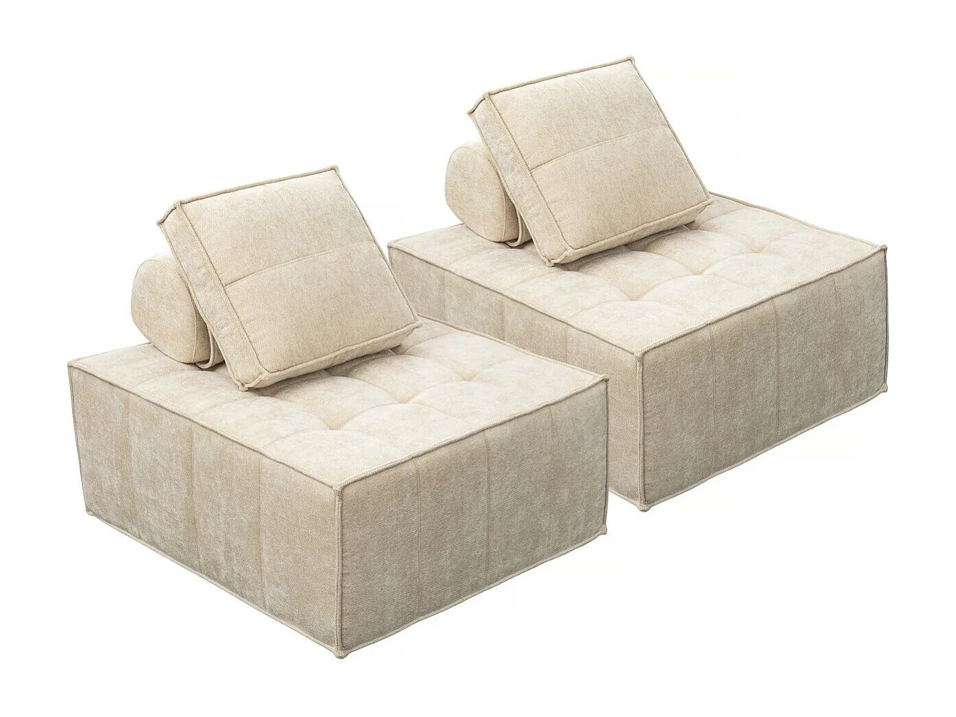 Conjunto de 2 poltronas modulares em tecido texturado „Velluto” – Bege 4786499