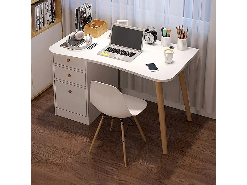 Biurko komputerowe do domu biura szuflady białe stolik 100 cm skandynawski loft 4578913 - obrazek 1