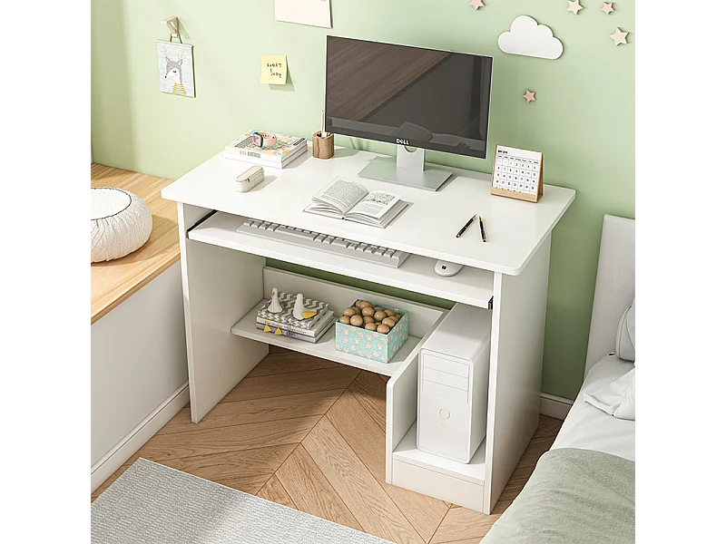 Biurko białe młodzieżowe z szufladą półkami komputerowe nowoczesne loft stolik 4578921