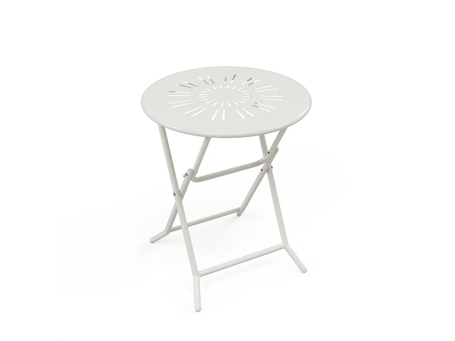 Składany stolik ogrodowy śr. 60 cm z metalu w stylu kutego żelaza – Biały – GUERMANTES od MYLIA 4219296