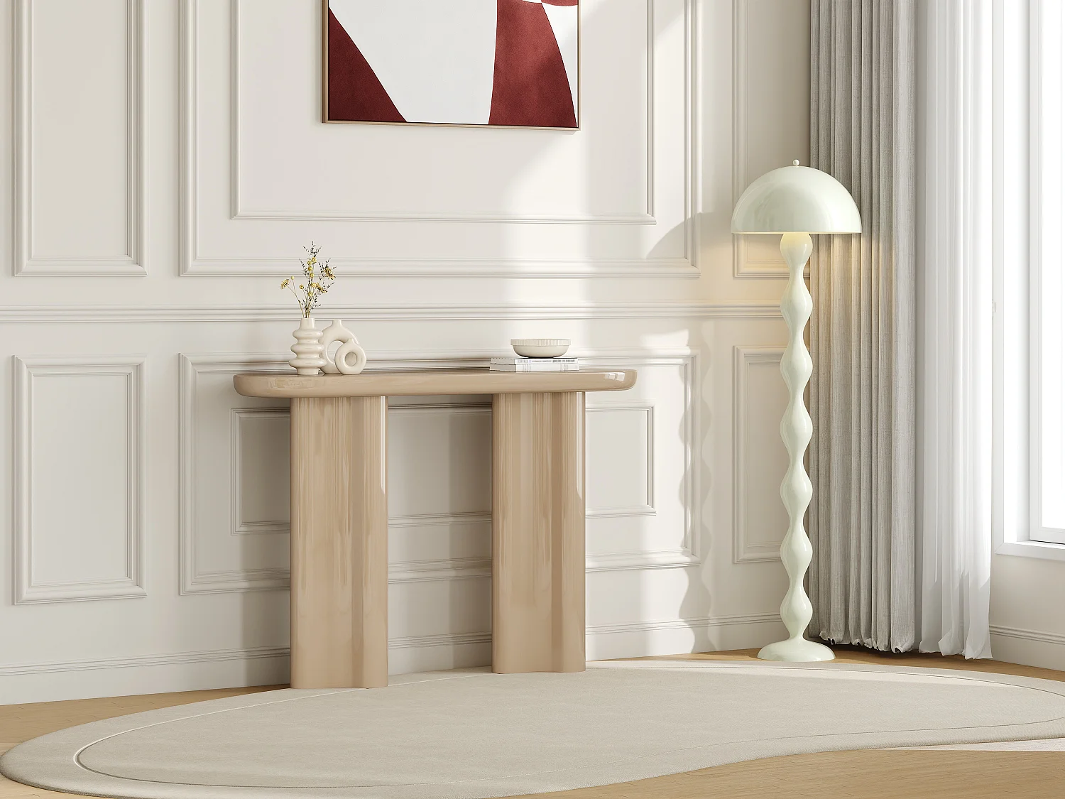 Konsola z MDF – Lakierowany beż – LESONA 4348151