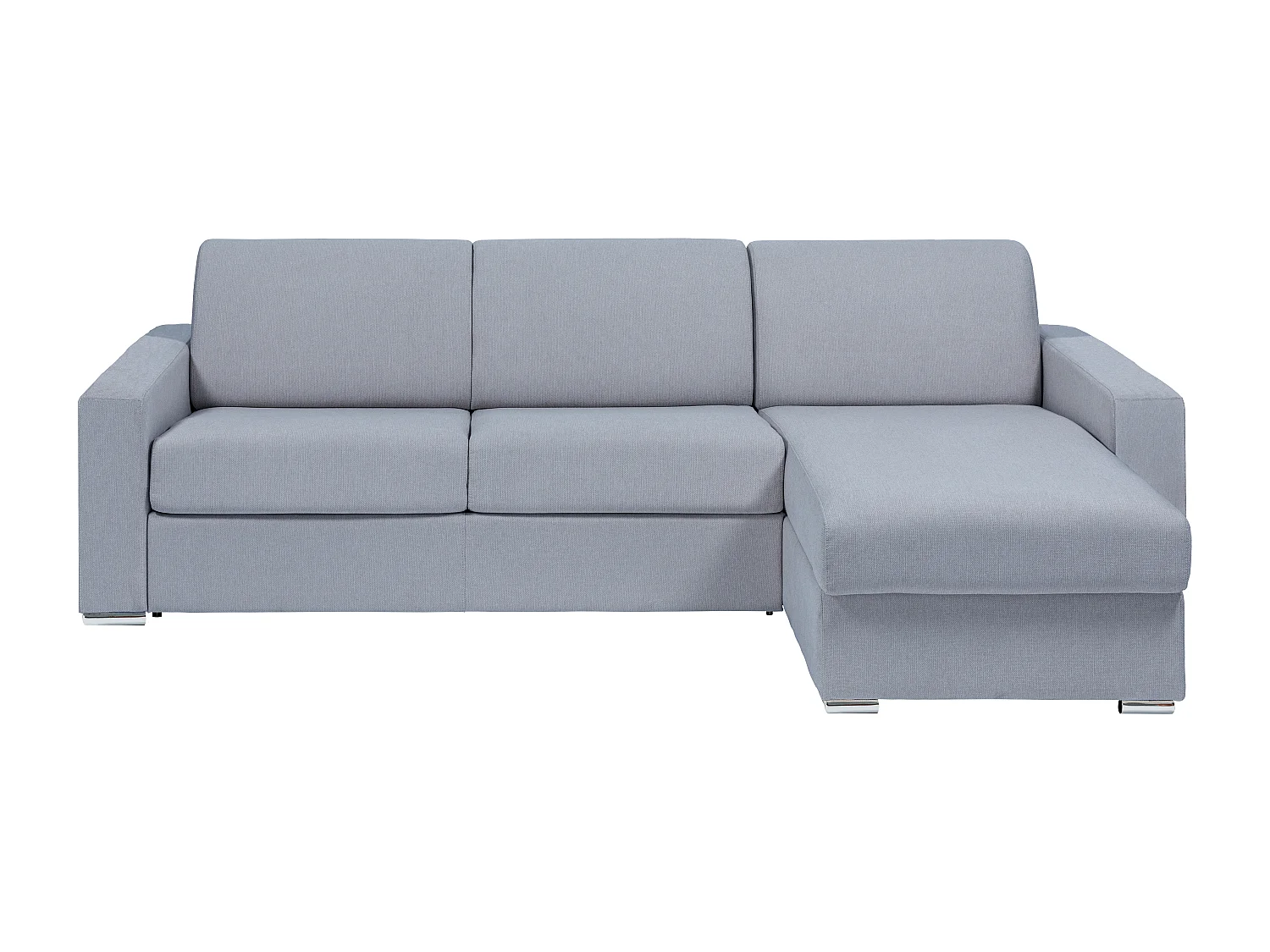 Narożnik dwustronny rozkładany express z szarej tkaniny - Powierzchnia spania 140 cm - Materac 18 cm - CALITO 3906991 - obrazek 1