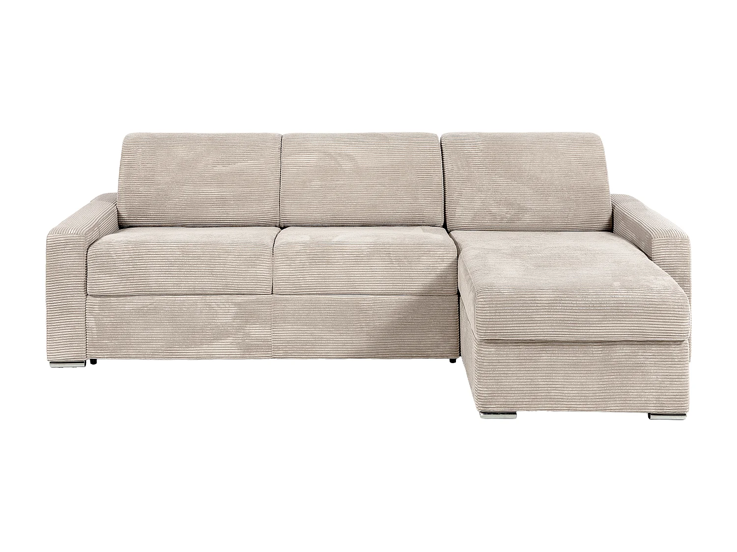 Kanapa narożna uniwersalna w kolorze beżowym z sztruksu - Powierzchnia spania 140 cm - Materac 14 cm - CALITO 3907013 - obrazek 1