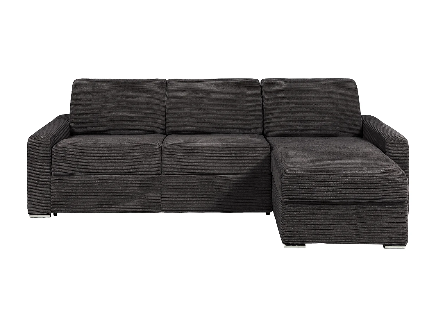 Kanapa narożna rozkładana typu express z szarego sztruksu - Szeroki stelaż listwowy 140 cm - Materac 14 cm - CALITO 3907026 - obrazek 1